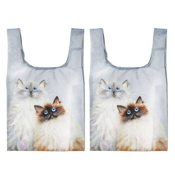 2x Ashdene Reusable Kim's Cats Sully & Bucky Grocery Storage Shopping Bag 36x64cm
