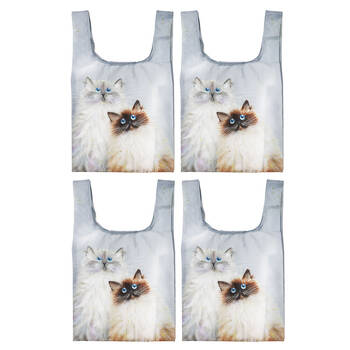 4PK Ashdene Reusable Kim's Cats Sully & Bucky Grocery Shopping Bag 36x64cm