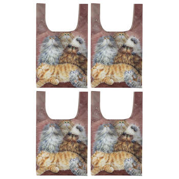4PK Ashdene Reusable Kim's Cats Friends Family Grocery Shopping Bag 36x64cm