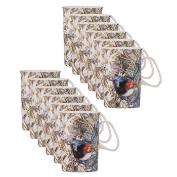 12PK Ashdene Pretty Little Wren Flannel New Bone China Drinking Mug 320ml