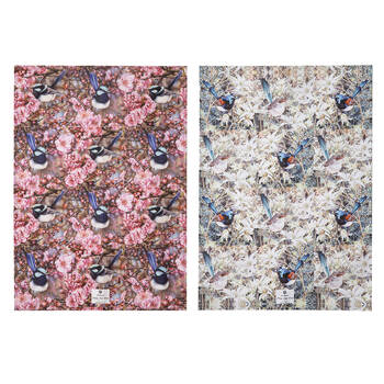 2pc Ashdene Pretty Little Wren Cleaning Kitchen Towel Dishcloth 70x50cm