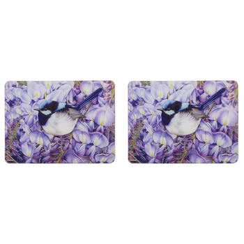 2PK Ashdene Pretty Little Wren Wisteria Kitchen Table Mat Surface Protector 30x40cm