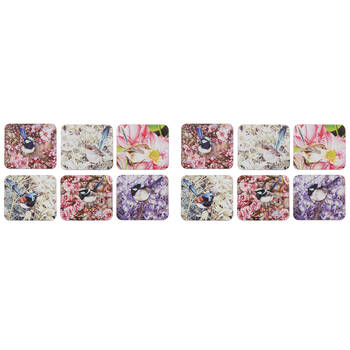 2x 6pc Ashdene Pretty Little Wren Cup Mug Kitchen Drinks Coaster 11x9.7cm
