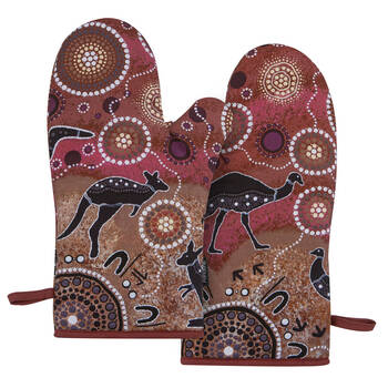 2pc Ashdene Spirit Land Hunting At Sunset Kitchen Oven Mitt Pot Holder 19.5x33cm