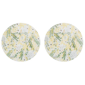 2PK Ashdene Trudy's Garden Wattle Round Kitchen Table Mat Surface Protector 30x30cm