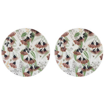 2PK Ashdene Trudy's Garden Prins Round Kitchen Mat Surface Protector 30x30cm Silver