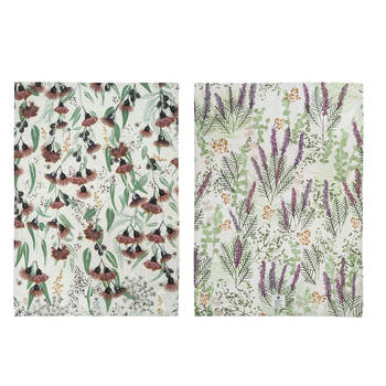2pc Ashdene Trudy's Garden Princess Grevillea Kitchen Towel Cloth 70x50cm Silver