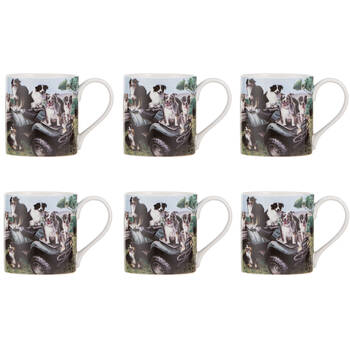 6PK Ashdene Working Dogs Quad Bike New Bone China Coffee Tea Drinking Mug 380ml