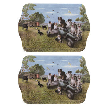 2pc Ashdene Working Dogs Quad Bike Scatter Tray Trinket Organiser 21x14.2cm