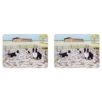 2PK Ashdene Working Dogs Sheep Yard Kitchen Table Mat Surface Protector 30x40cm