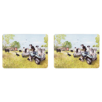 2PK Ashdene Working Dogs Quad Bike Kitchen Table Mat Surface Protector 30x40cm