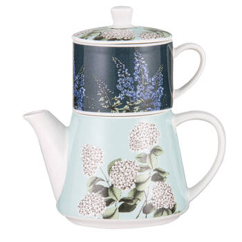 Ashdene Secret Garden Tea For One New Bone China Teapot w/ Cup 470ml Blue