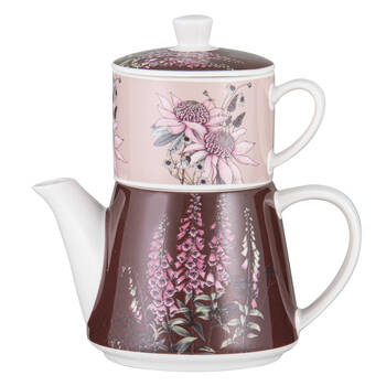 Ashdene Secret Garden Tea For One New Bone China Teapot w/ Cup 470ml Pink