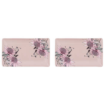 2PK Ashdene Secret Garden Rectangle Dish New Bone China Platter 25.5x15.5cm Blush
