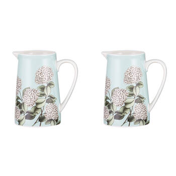 2PK Ashdene Secret Garden Kitchen Table Pitcher New Bone China Jug 610ml Mint