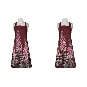 2PK Ashdene Secret Garden Kitchen Household Cooking Baking Apron 70x89cm Maroon