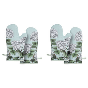 2x 2pc Ashdene Secret Garden Kitchen Gloves Oven Mitts Pot Holder 19.5x33cm Mint