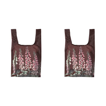 2PK Ashdene Secret Garden Grocery Storage Market Shopping Bag 36x64cm Maroon