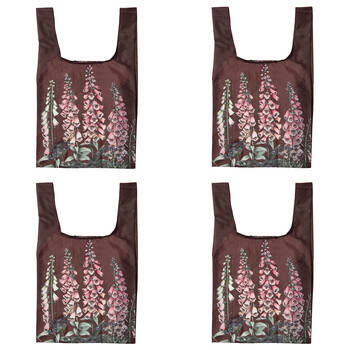 4PK Ashdene Secret Garden Grocery Storage Market Shopping Bag 36x64cm Maroon