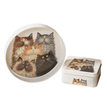 Ashdene Kim's Cats Galvanise Steel Round Serving Tray White 30.5x30.5cm