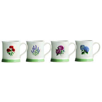 4pc Ashdene Floral Collective Stonware Drinking Coffee Mug White 430ml