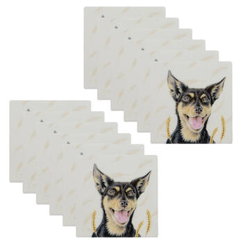 12PK Ashdene Farmyard Faces Kelpie Square Drink Mat Ceramic Coaster 10x10cm