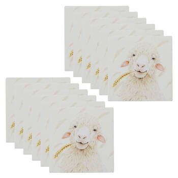 12PK Ashdene Farmyard Faces Sheep Square Drink Mat Ceramic Coaster 10x10cm