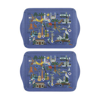 2x 2pc Ashdene Land Down Under NSW Melamine Scatter Tray Blue 21x14.2cm