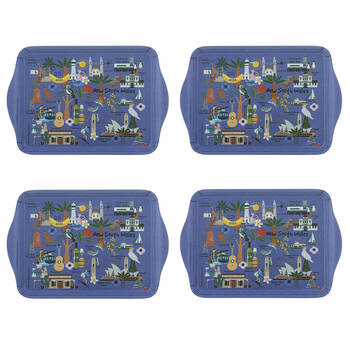 4x 2pc Ashdene Land Down Under NSW Melamine Scatter Tray Blue 21x14.2cm
