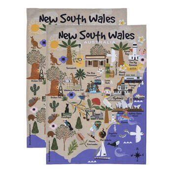 2PK Ashdene Land Down Under NSW Cleaning Home Kitchen Tea Towel 70x50cm