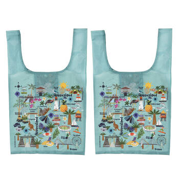 2PK Ashdene Land Down Under Qld Reusable Grocery Shopping Bag 36x64cm