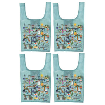 4PK Ashdene Land Down Under Qld Reusable Grocery Shopping Bag 36x64cm