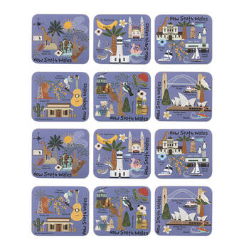 2x 6pc Ashdene Land Down Under NSW Cork Drinking Mat Coaster 11x9.7cm