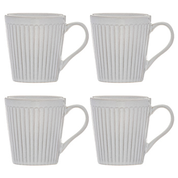 4pc Ladelle Marguerite Stoneware Drink/Beverage Mug 400ml Set White