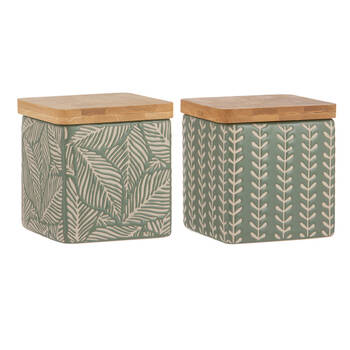 2PK Ladelle Orion Designed Premium Ceramic Canister Assorted - Green
