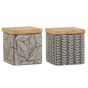 2PK Ladelle Orion Designed Premium Ceramic Canister Assorted - Charcoal