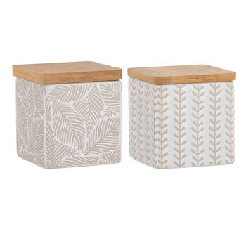 2PK Ladelle Orion Designed Premium Ceramic Canister Assorted - White