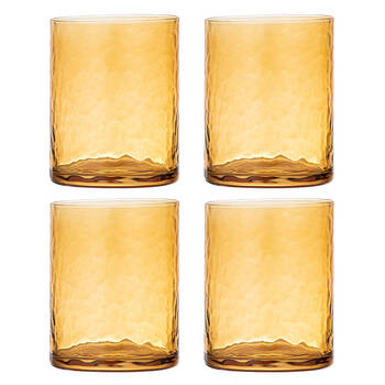 4pc Ladelle Flynn Glass Tumbler Cup Drinkware 10cm - Amber