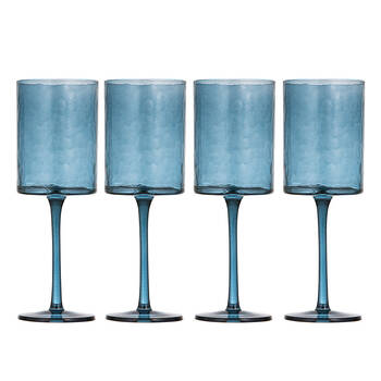 4pc Ladelle Flynn Glass Tumbler Cup Drinkware 22cm - Blue