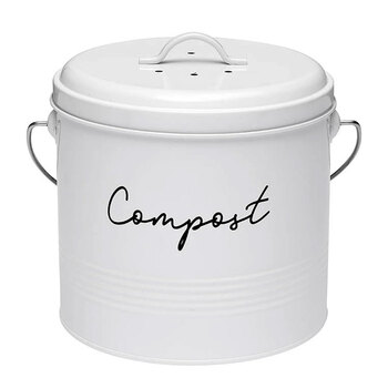 Ladelle Eco 20cm White Compost Bin w/ Charcoal Filter