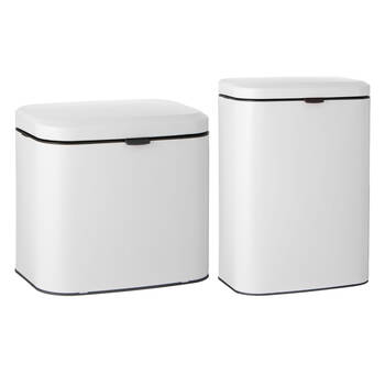 Ladelle Essentials Stainless Steel Rubbish Bins 4L/8L Combo Set - White
