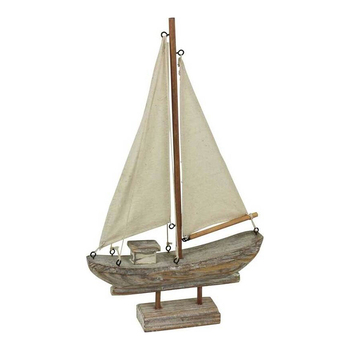 LVD Decorative MDF 35cm Sailing Boat Centrepiece Decor Small - Natural