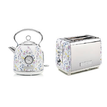 2pc Laura Ashley 1.7L Dome Electric Kettle & 2 Slice Toaster Set - Wild Meadow