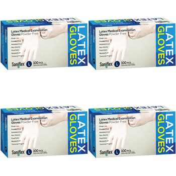 400pc Saniflex Latex Powder Free Gloves Colour Natural- L