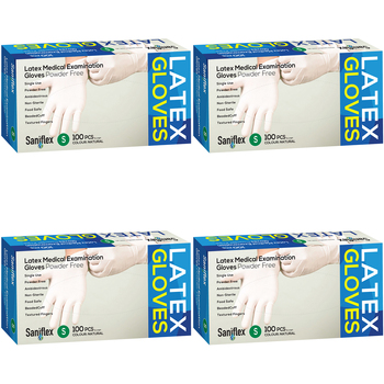 400pc Saniflex Latex Powder Free Gloves Colour Natural- S
