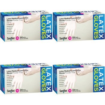 400pc Saniflex Latex Powder Free Gloves Colour Natural- XS