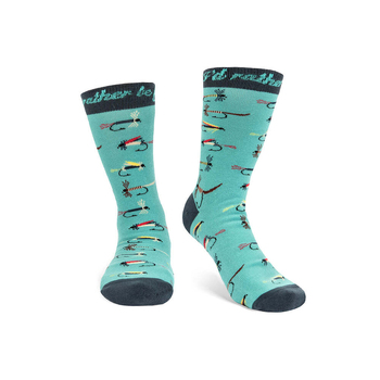 Lavley I'D Rather Be Fly Fishing Novelty Unisex Socks Crew Length