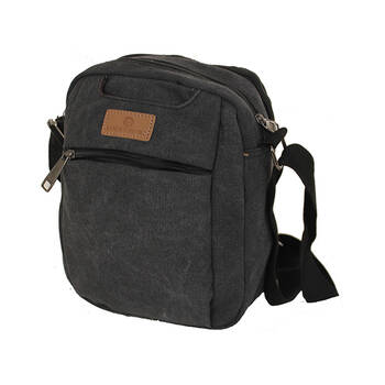 Louis Berry Canvas Mens Shoulder Bag 25x19cm - Black