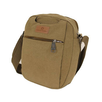 Louis Berry Canvas Mens Shoulder Bag 25x19cm - Khakiaki