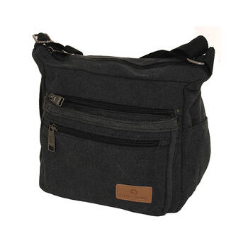 Louis Berry Canvas Mens Shoulder Bag 25x19cm - Black